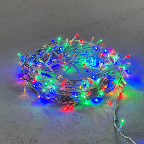 Светодиодная гирлянда с возможностью динамики 20 м., 200 разноцветных LED ламп, 24V., прозрачный силиконовый провод, IP65, Beauty Led (EST200-3W10-1M)