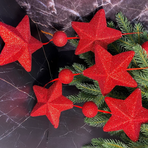 Гирлянда Звездопад 104 см., диаметр 13 см., красная, пенопласт, Christmas DeLuxe (89422) 