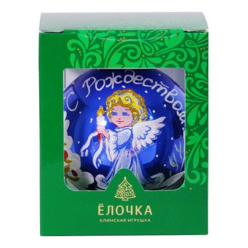 С1164/1 Стеклянный шар Рождественская сказка 85 мм.,синий, Ёлочка