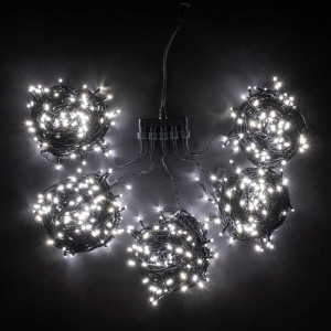 Комплект гирлянды на деревья 100 м., 5 лучей по 20 м, 24V, 1000 холодных белых LED ламп, черный ПВХ, LTC (KDD1000-11-1W)