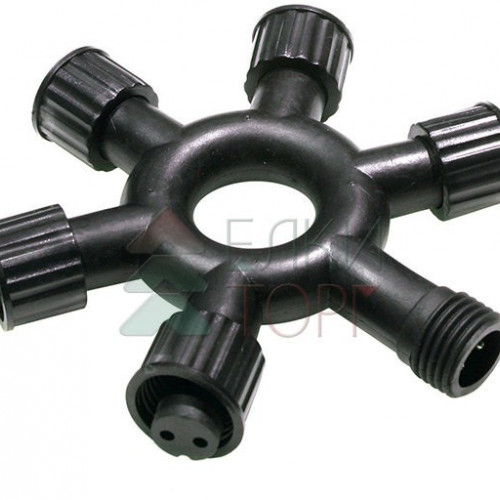 Разветвитель  5-ти лучевой для гирлянд системы Sealed 220V., каучук черный, Beauty Led (LLR15-1)