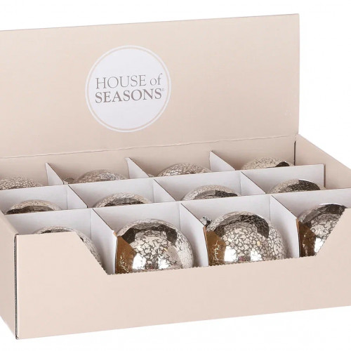 Набор стеклянных шаров Античное серебро 80 мм., 12 шт., House of Seasons (85802)