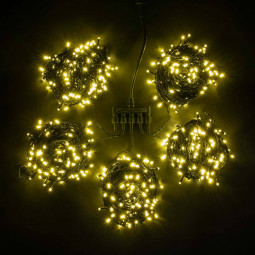 Комплект гирлянды на деревья 100 м., 5 лучей по 20 м, 24V, 1000 теплых белых LED ламп, черный ПВХ, Beauty Led (KDD1000-11-1WW)