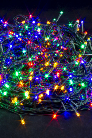 Светодиодная нить 35 м., 220V, 500 разноцветных LED ламп, контроллер, черный провод, Winner Light (m.01.5B.500-)