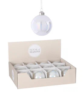 Набор стеклянных шаров Белый жемчуг 80 мм., 12 шт., House of Seasons (85803)