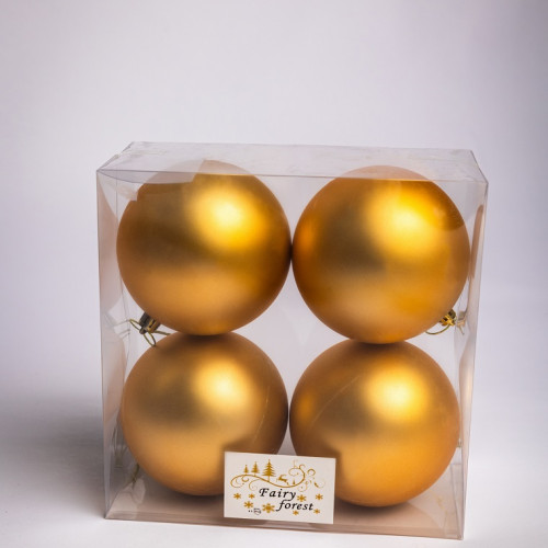 Набор пластиковых шаров Глория 100 мм., золотой матовый, 4 шт., ЕлкиТорг (150401) в Санкт-Петербурге