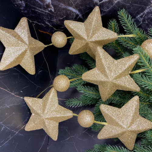 Гирлянда Звездопад 104 см., диаметр 13 см., золотая, пенопласт, Christmas DeLuxe (89423) 