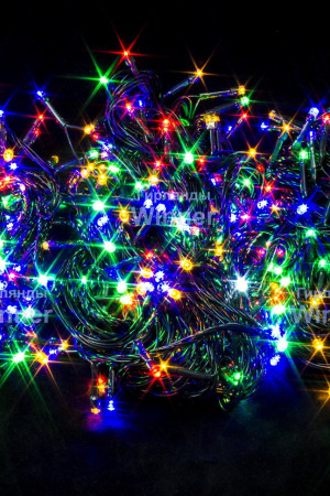 Светодиодная нить 42 м., 220V, 600 разноцветных LED ламп, контроллер, черный провод, Winner (m.01.5B.600)