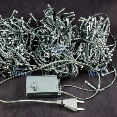 Светодиодная нить 42 м., 220V, 600 разноцветных LED ламп, контроллер, черный провод, Winner (m.01.5B.600-)